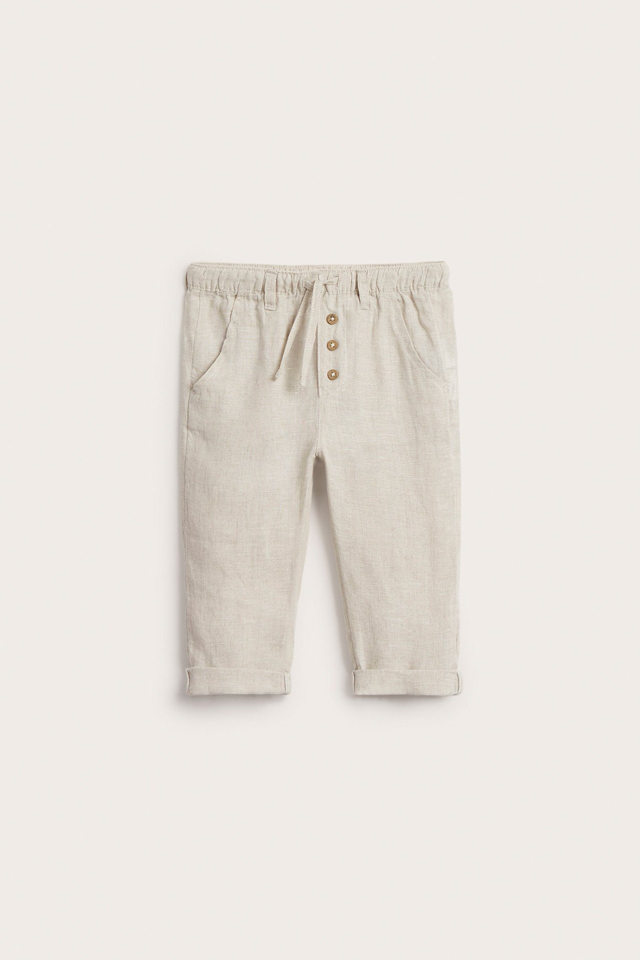 Linen trousers with drawstring