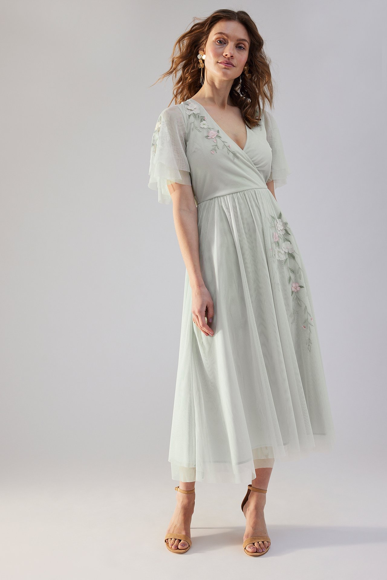 Dress with embroidery by Newbie Woman - Light green - 4