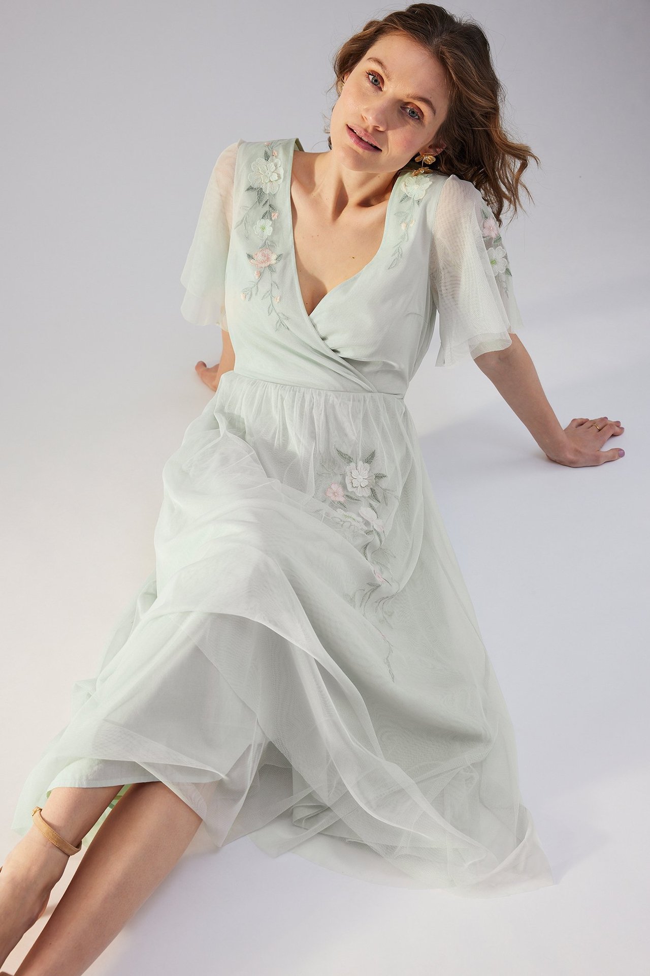 Dress with embroidery by Newbie Woman - Light green - 5