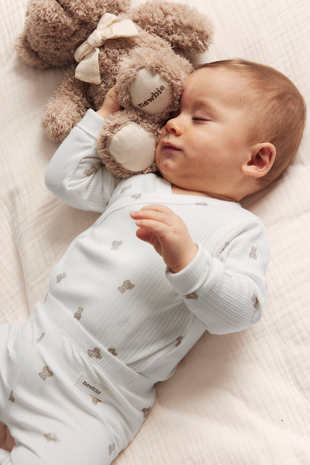 Ribbed bodysuit with teddy bear print