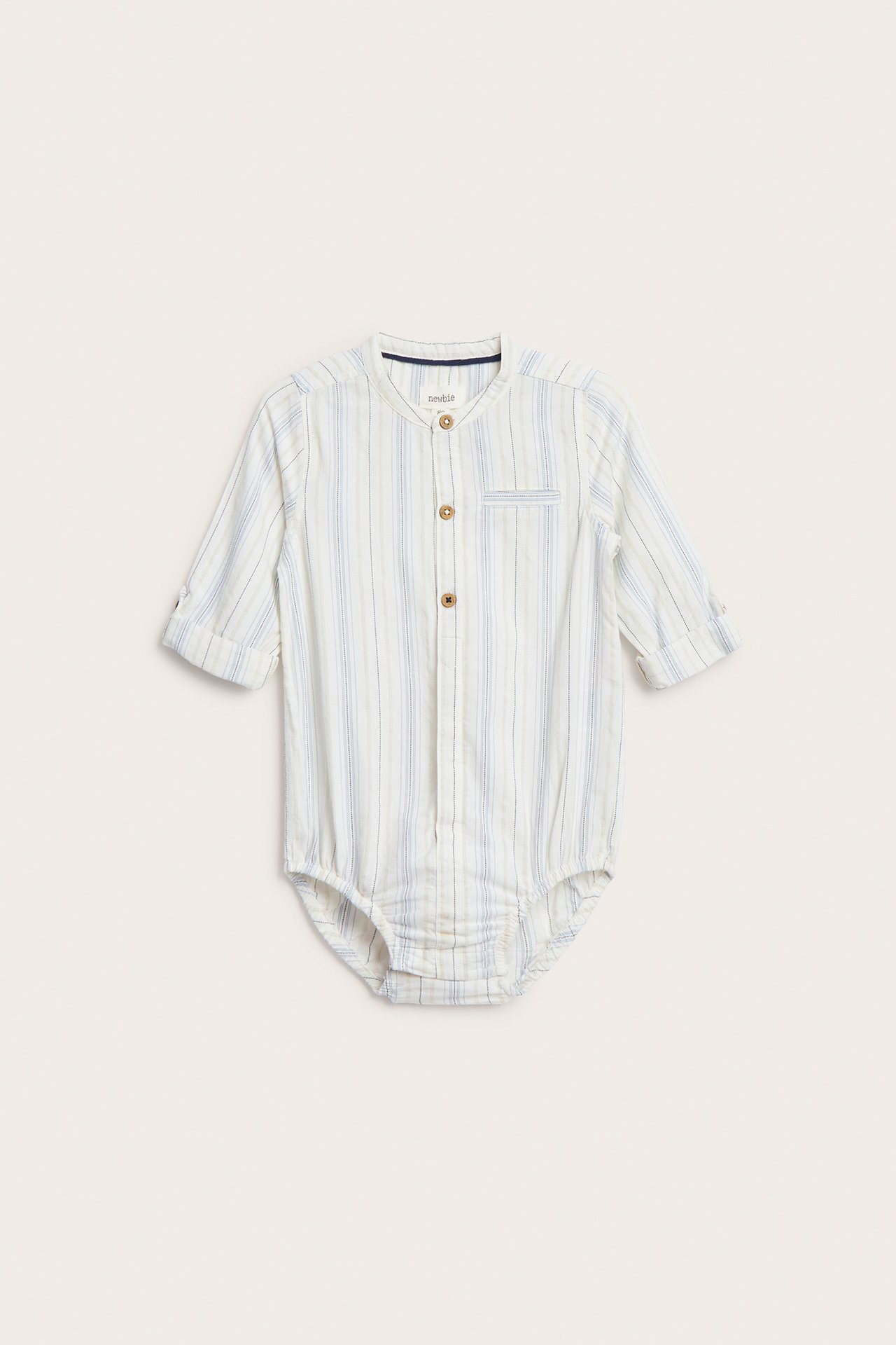 Striped shirt-style bodysuit - Off-white - 2