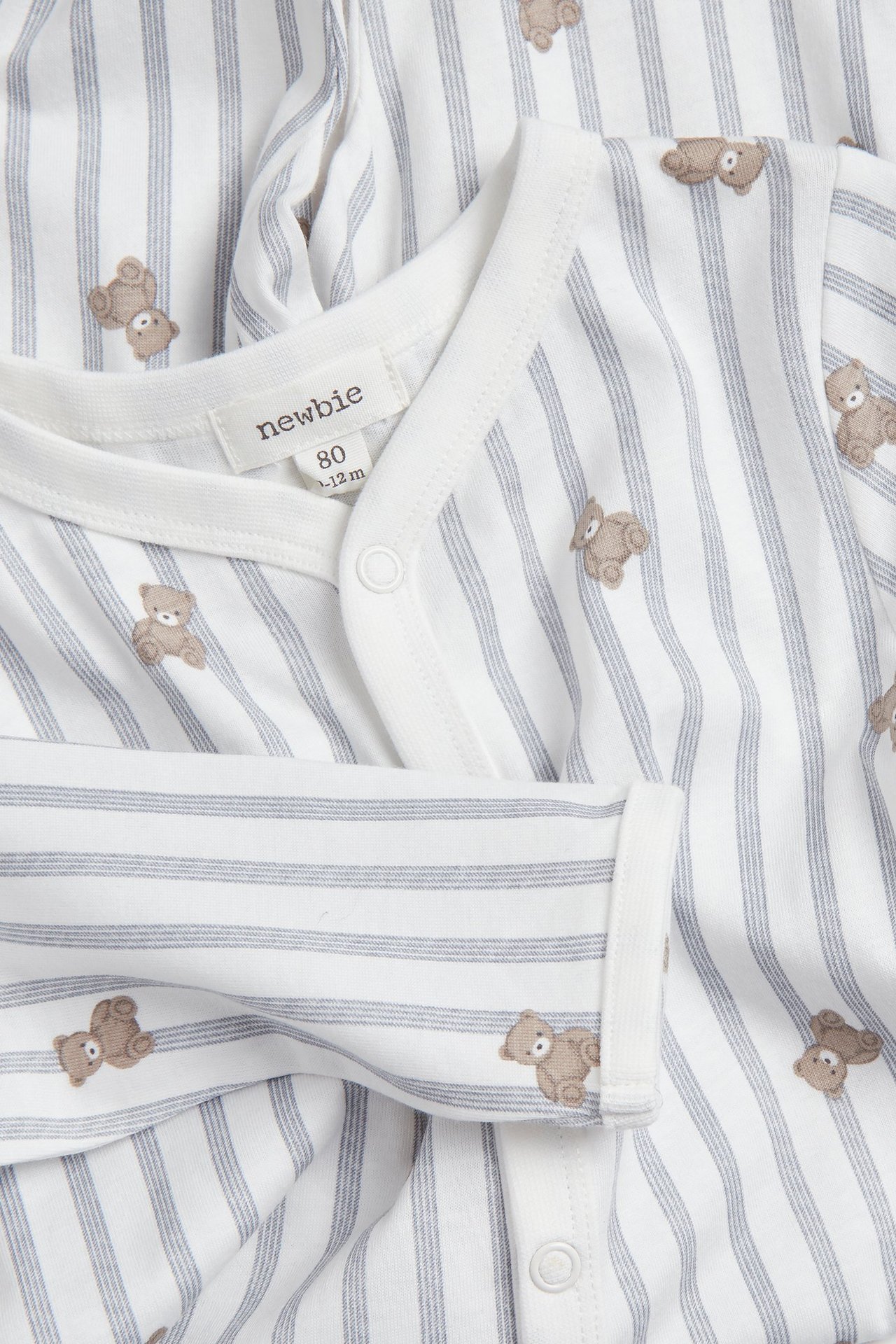 Striped pajamas with teddy bear motif - Off-white - 2