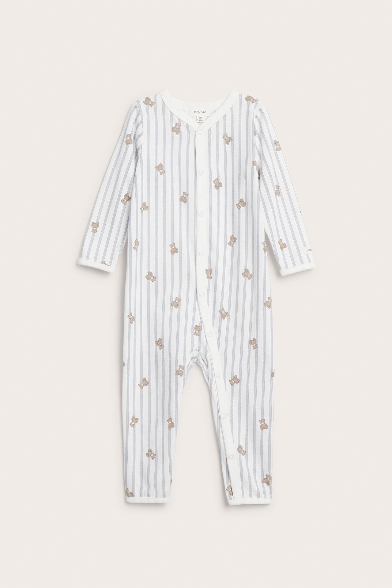 Striped pajamas with teddy bear motif - Off-white - 1