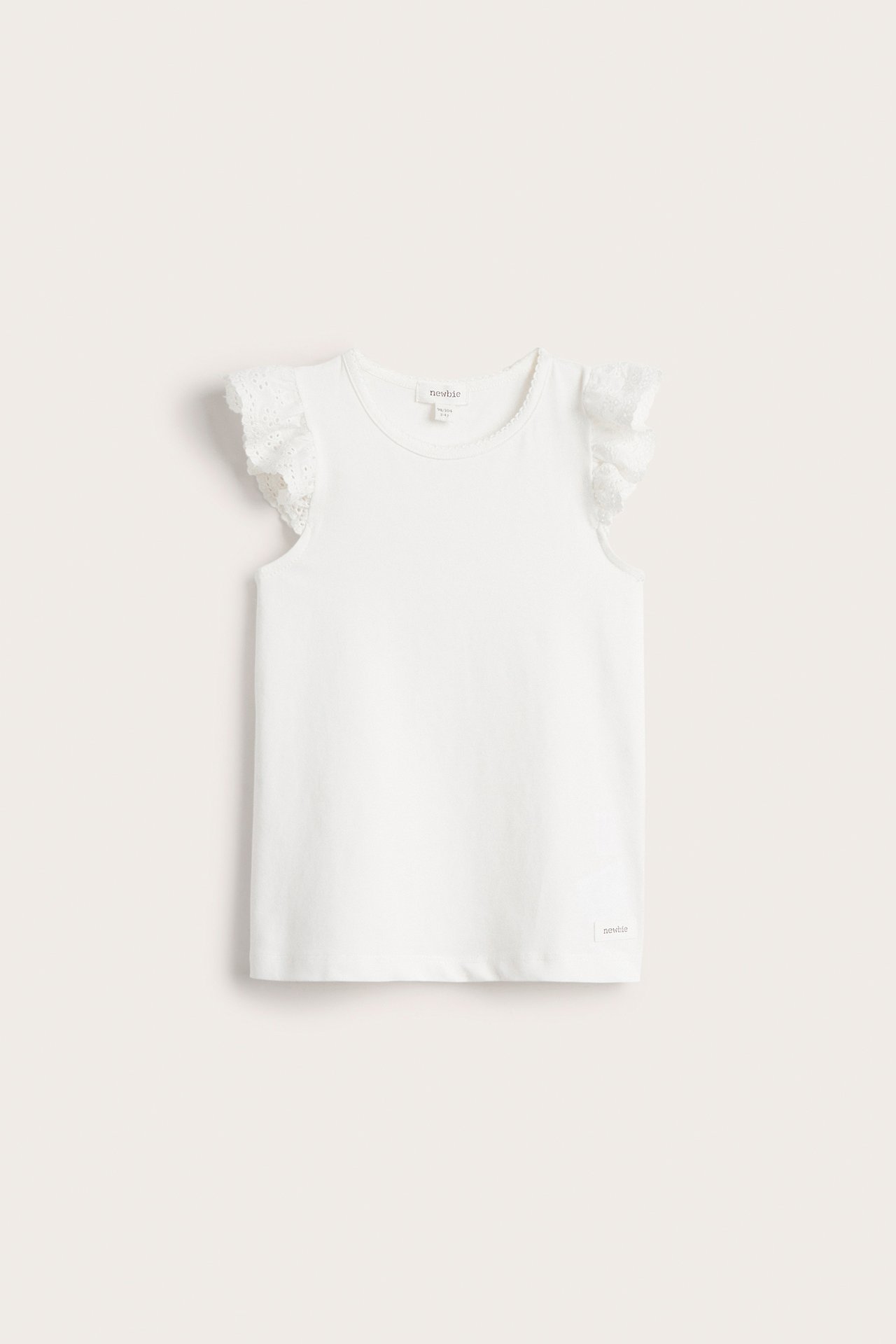 Short sleeve top with frill - Off-white - 1