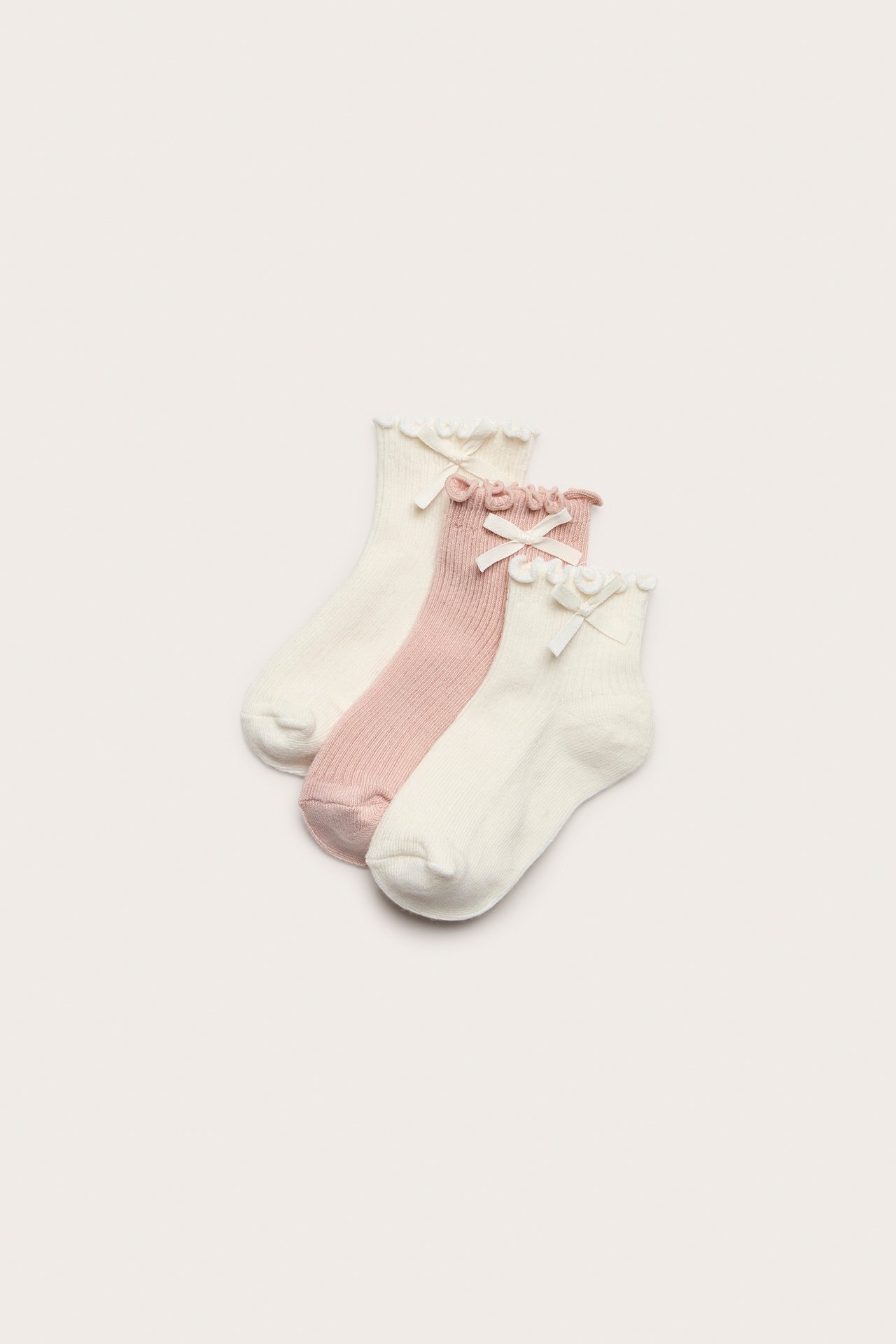 Socks with bow (3-pack) - Off-white - 1