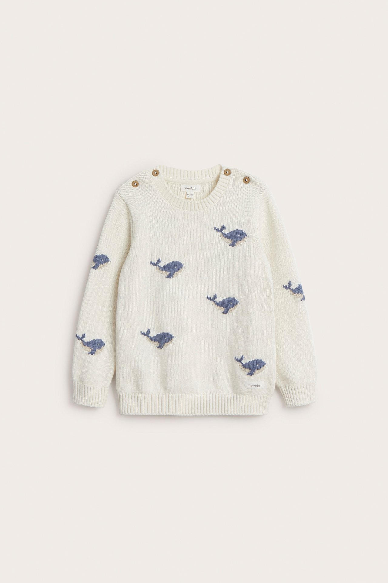 Knitted jumper with whale motif - Off-white - 1