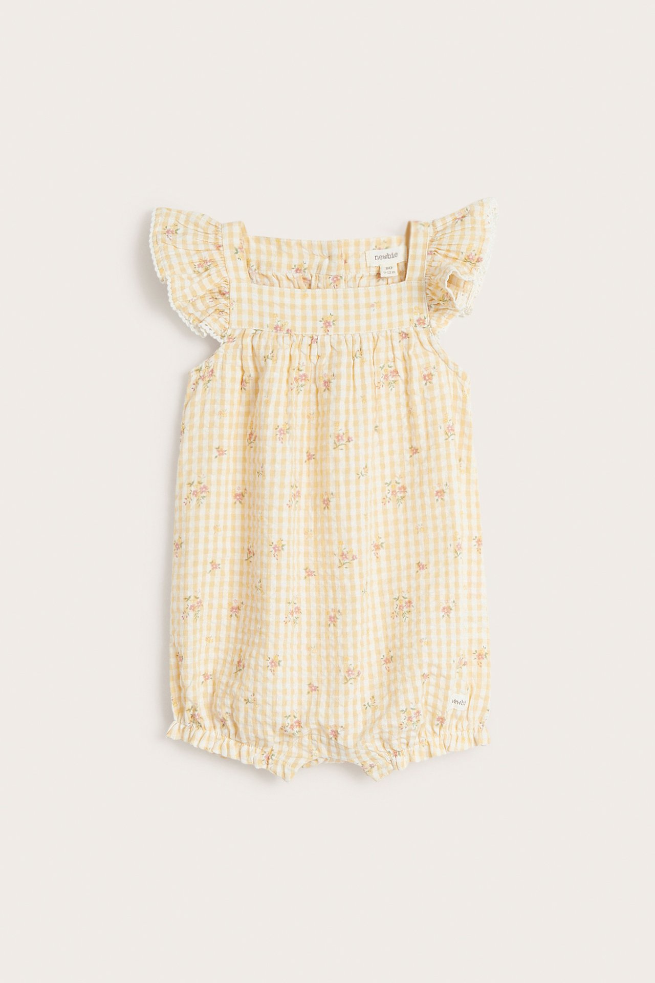 Geblümter Playsuit mit Spitzenkante
