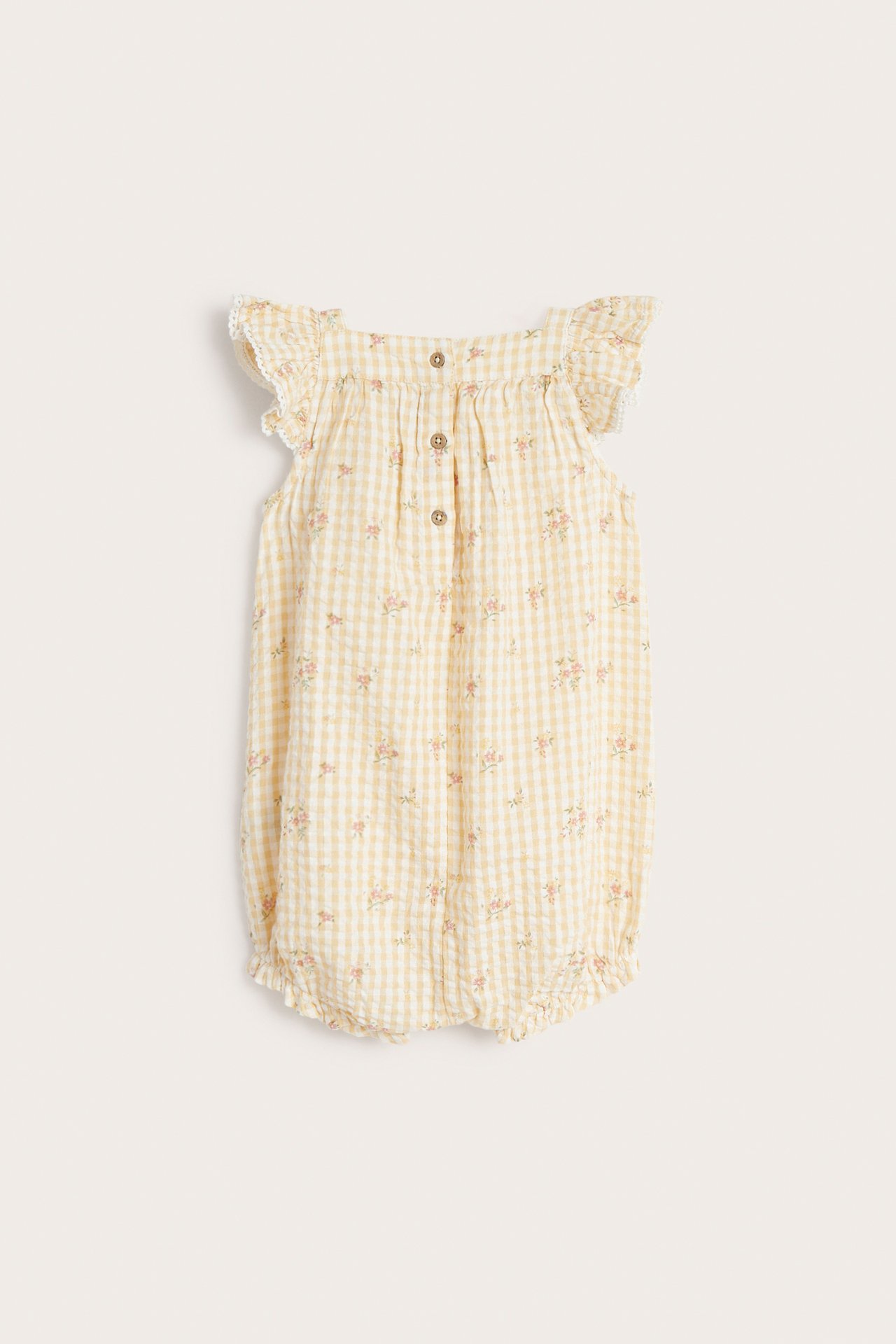 Floral playsuit with lace edging - Yellow - 4