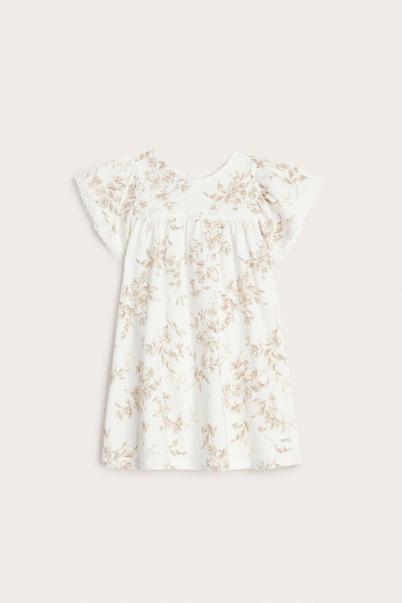 Floral dress with lace - Off-white - 1