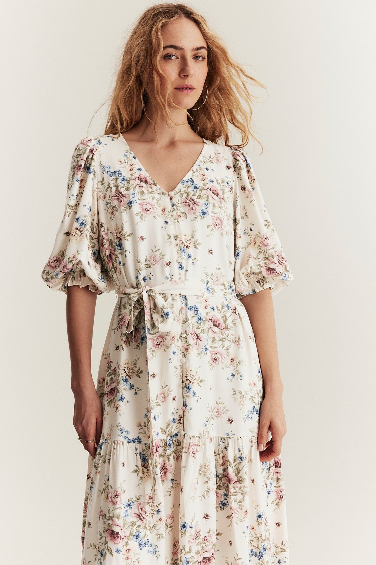 Floral viscose dress - Off-white - 1
