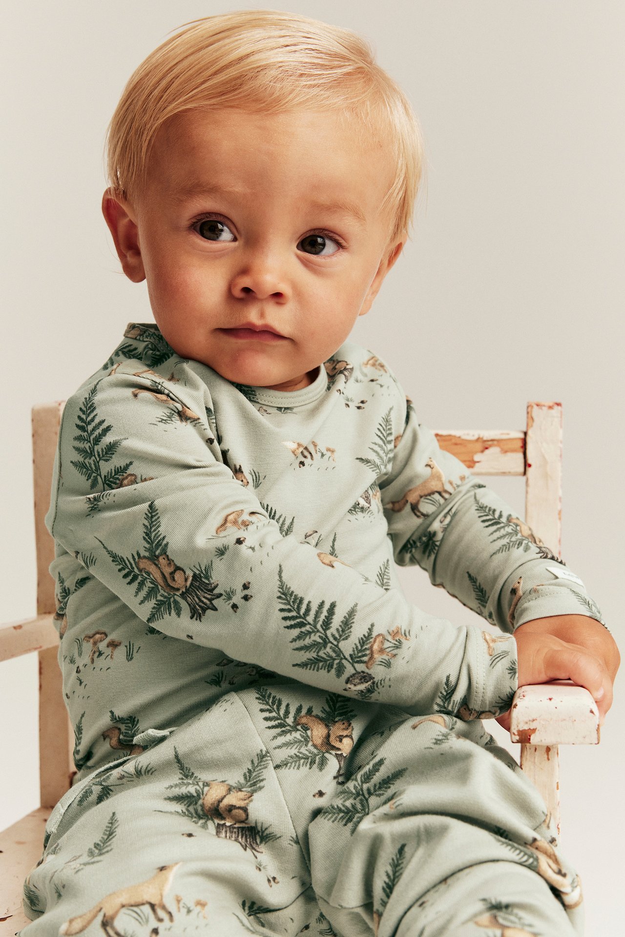 Long sleeve bodysuit with forest motif