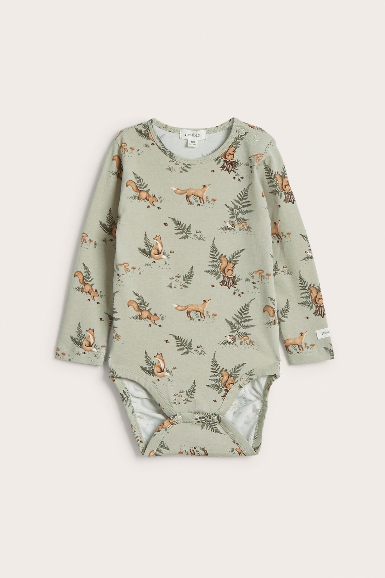 Long sleeve bodysuit with forest motif