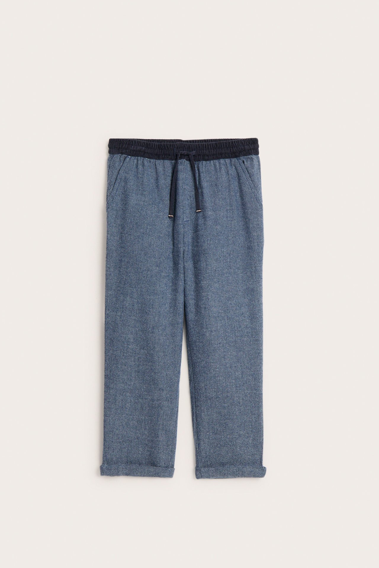 Woven textured twill trousers