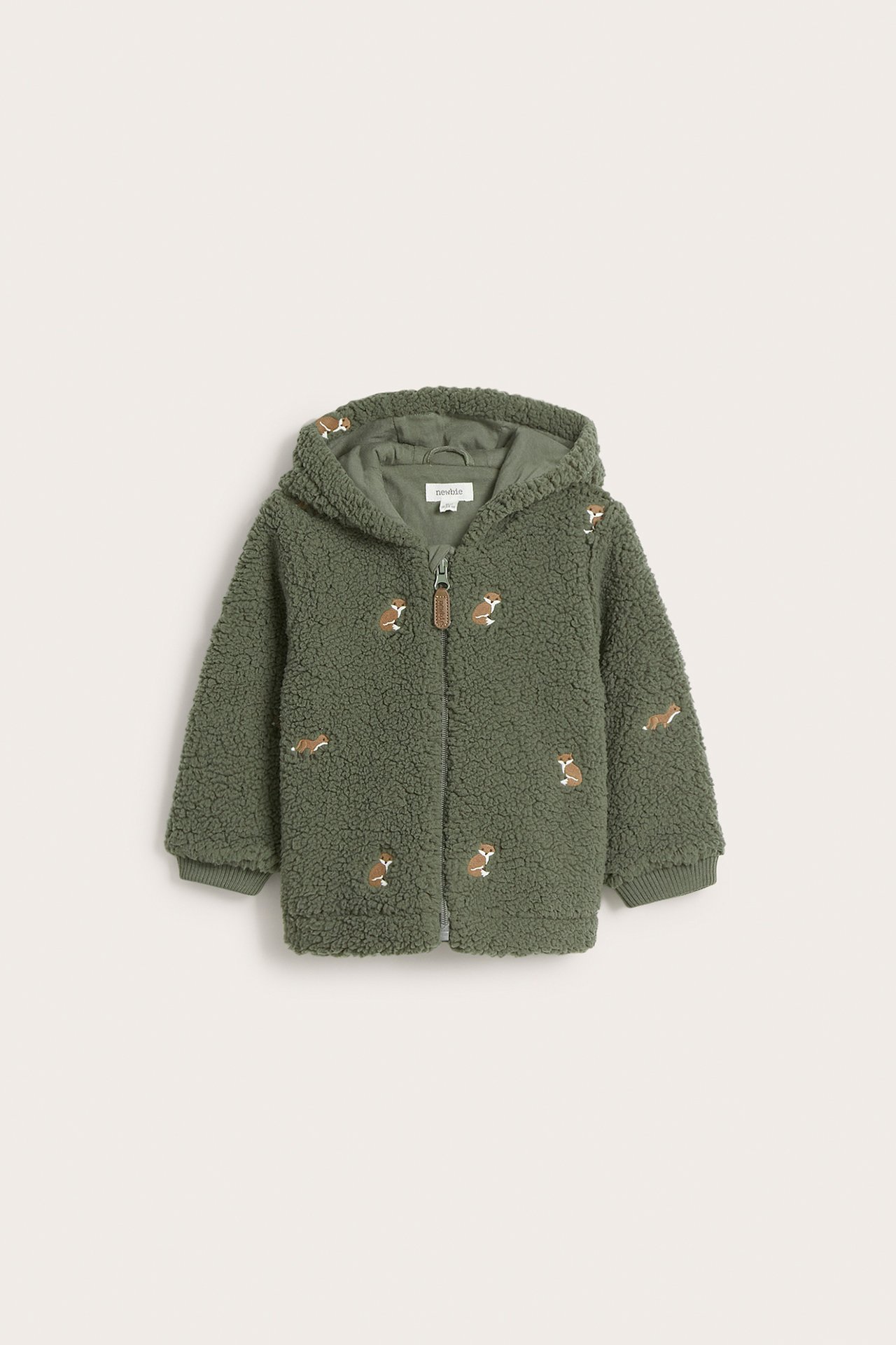 Pile jacket with fox motif