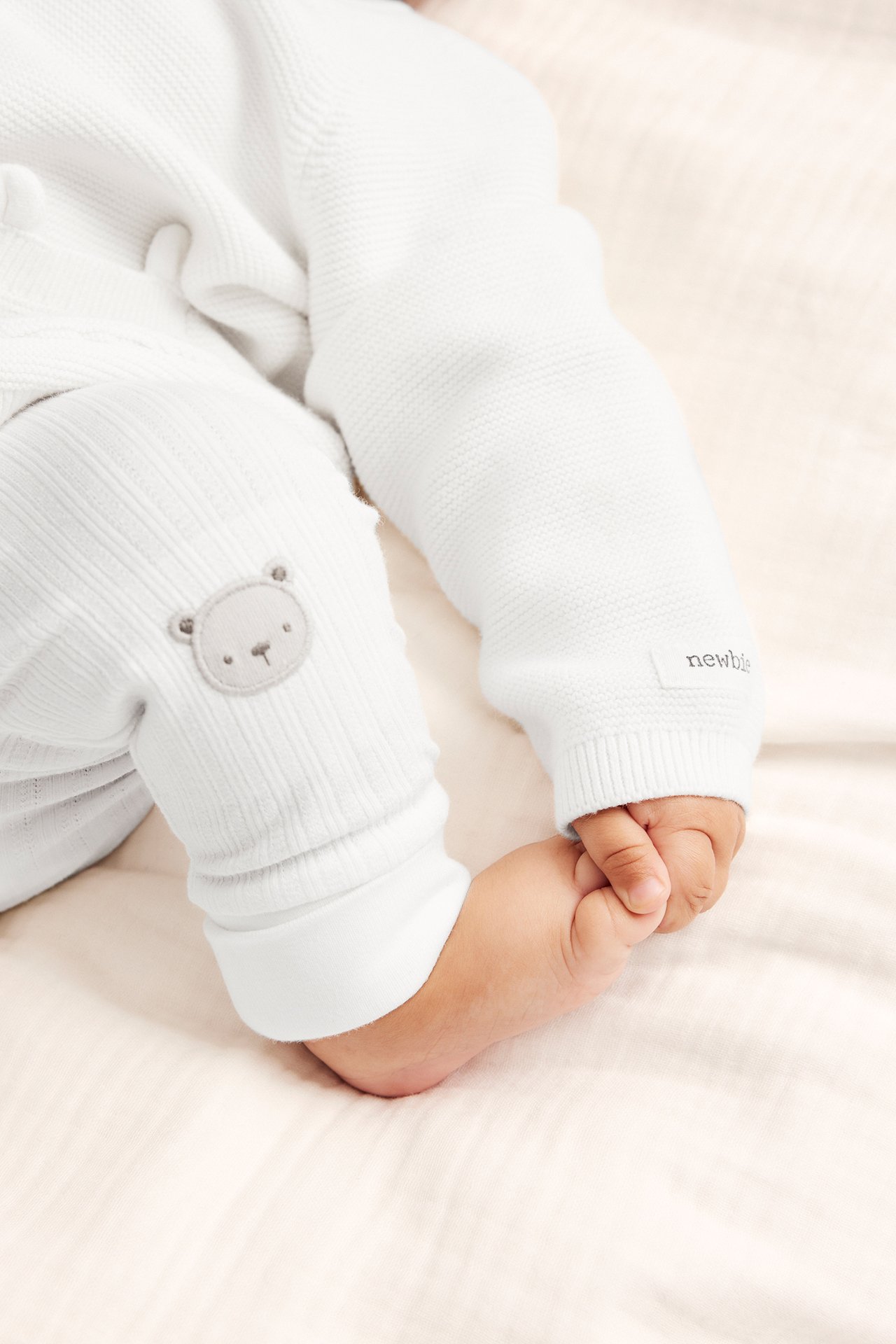 Teddy bear motif tricot leggings