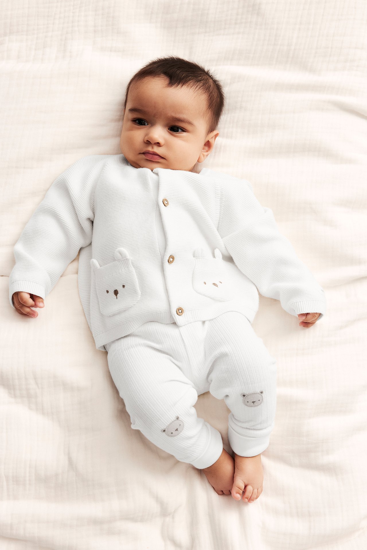 Teddy bear motif tricot leggings - Off-white - 4