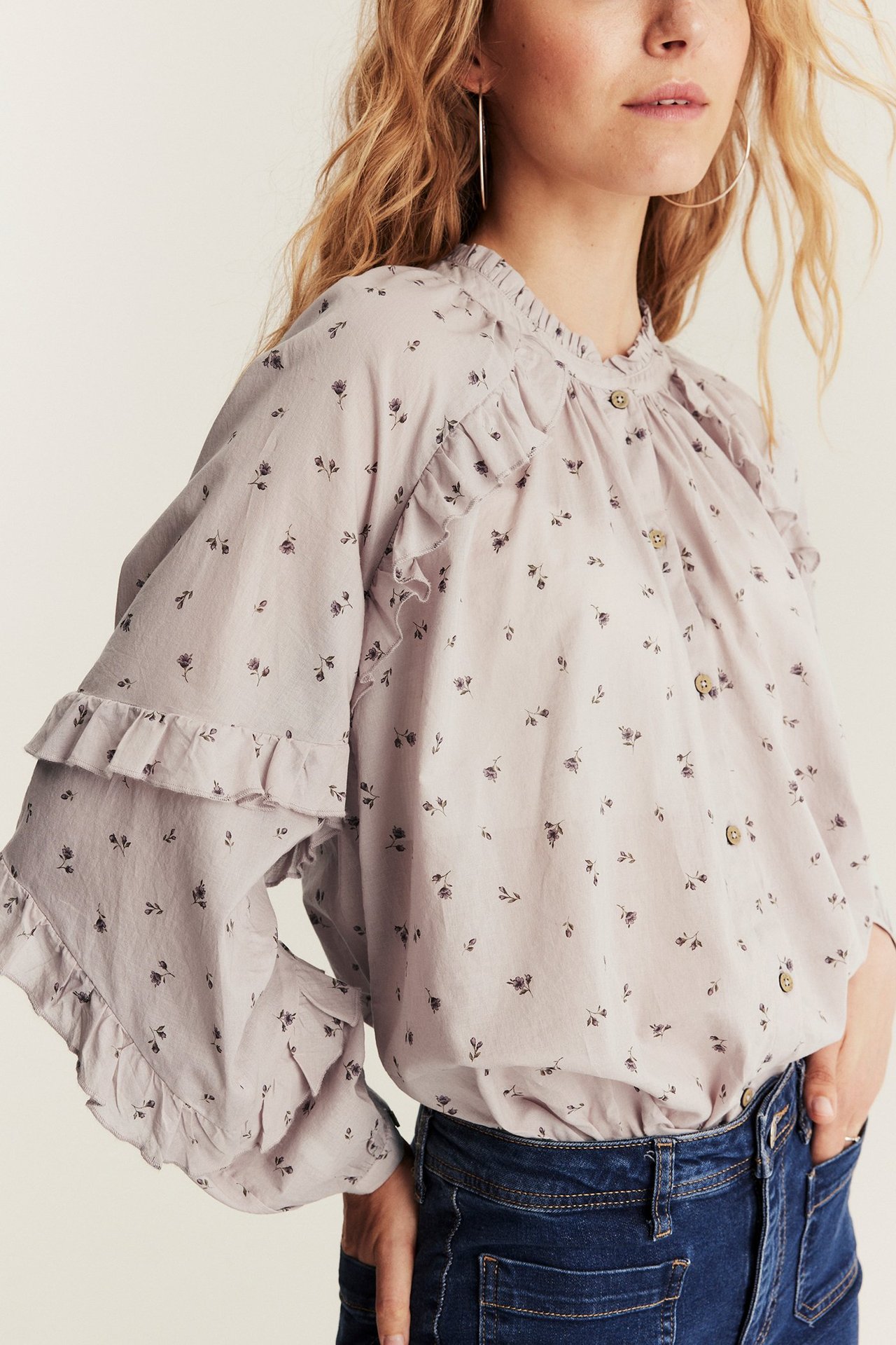 Bluse mit Blumen Newbie Woman - Helllila - 180 cm/Größe S - 4