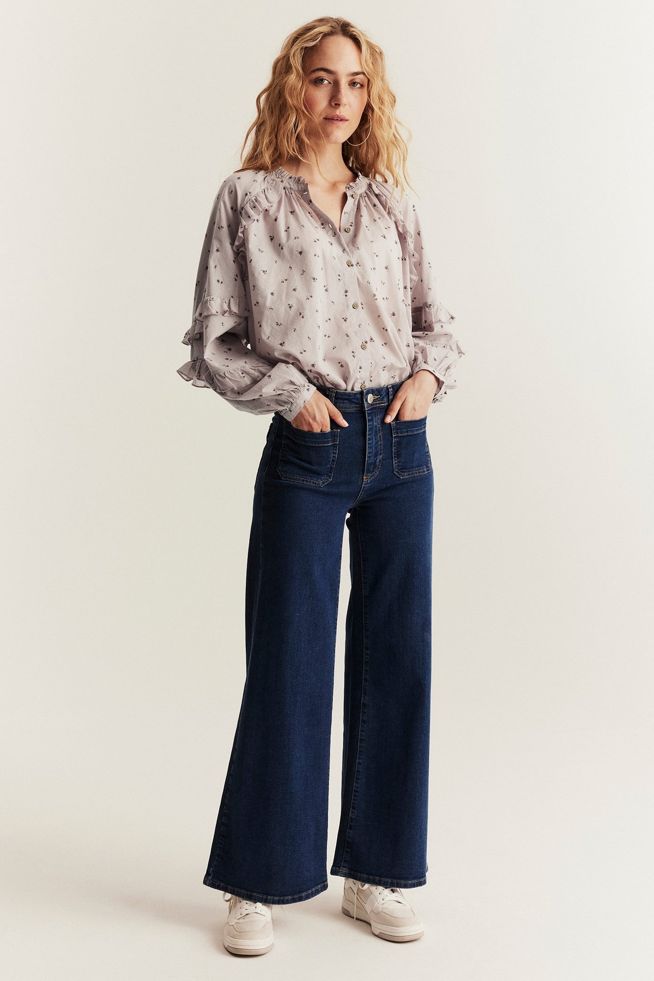 Bluse mit Blumen Newbie Woman - Helllila - 180 cm/Größe S - 5