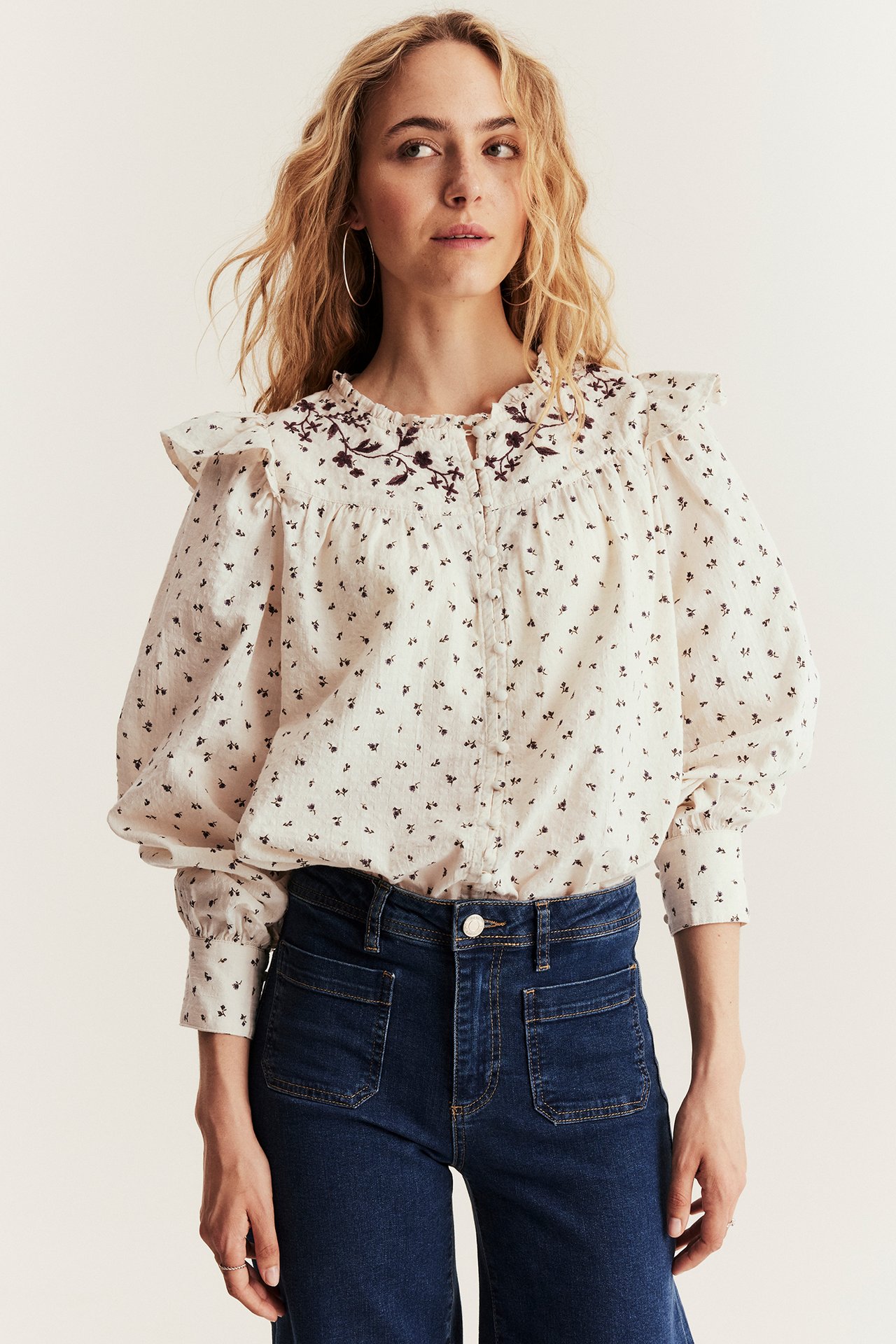 Pattern blouse from Newbie Woman - Light beige - 180cm / Storlek: S - 1