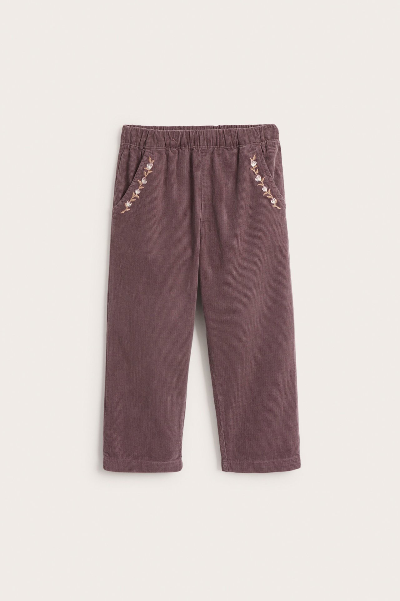 Corduroy trousers with embroidery