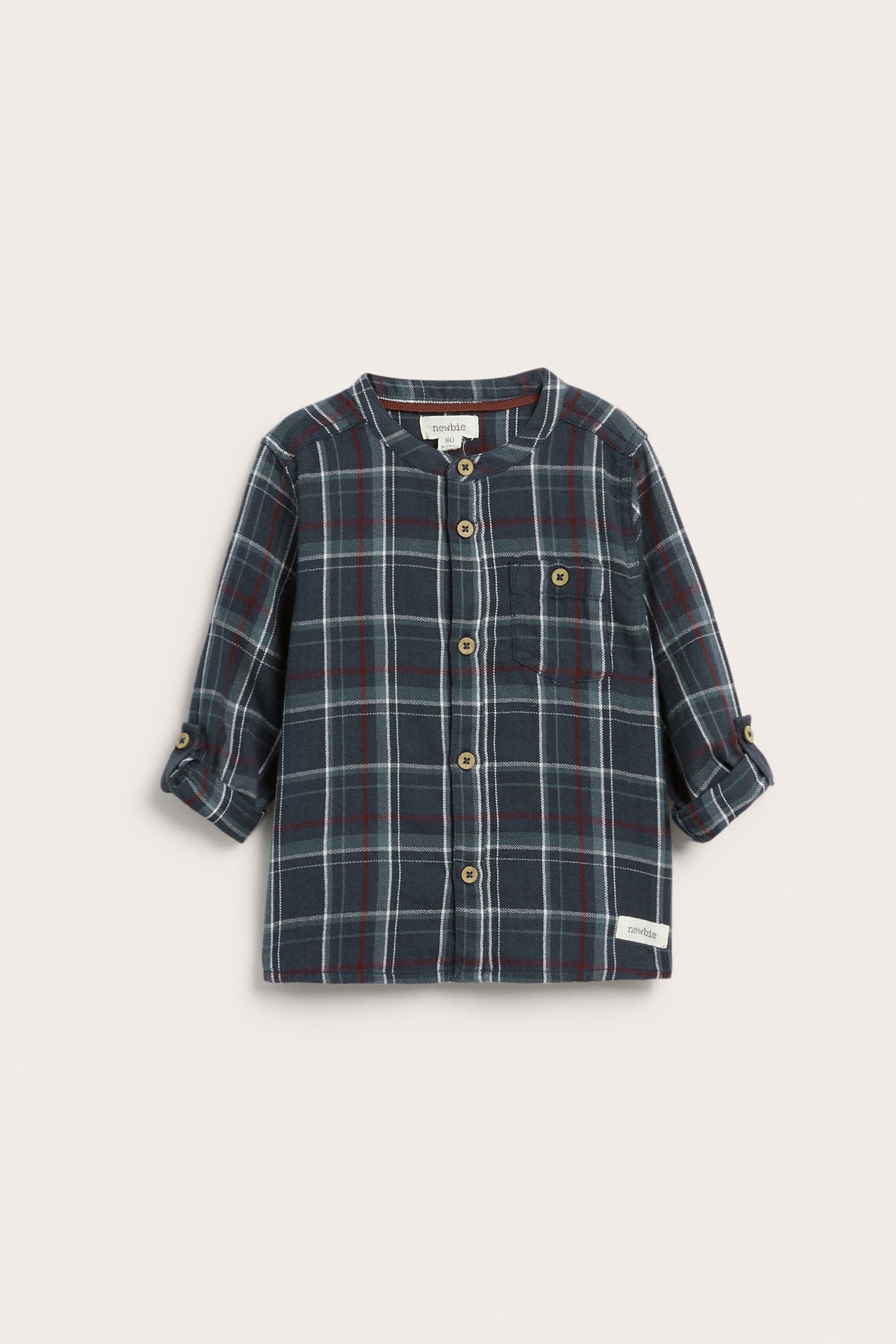 Woven shirt with chest pocket - Dark blue - 1