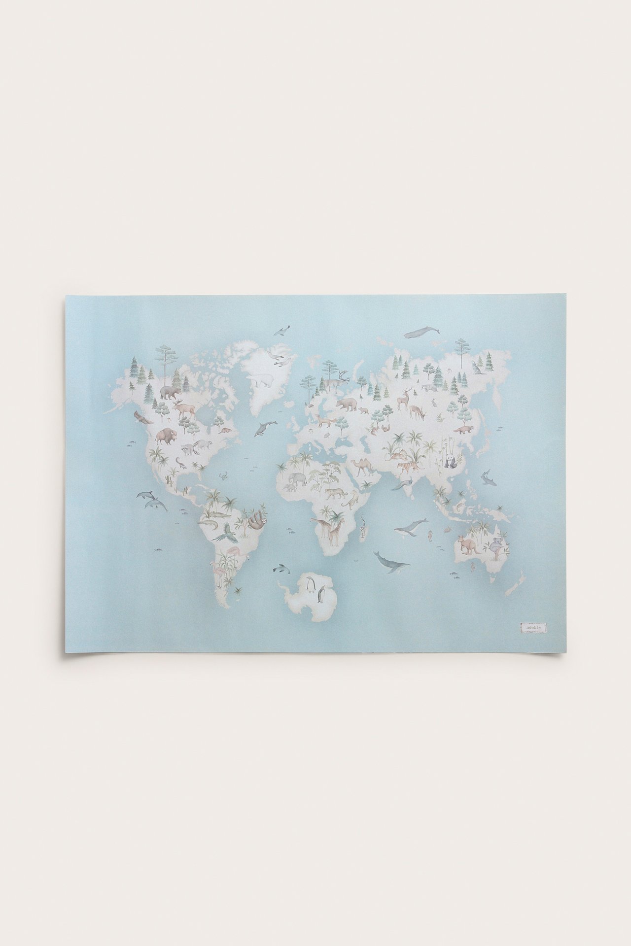 Poster with map and animals - Blue - 1