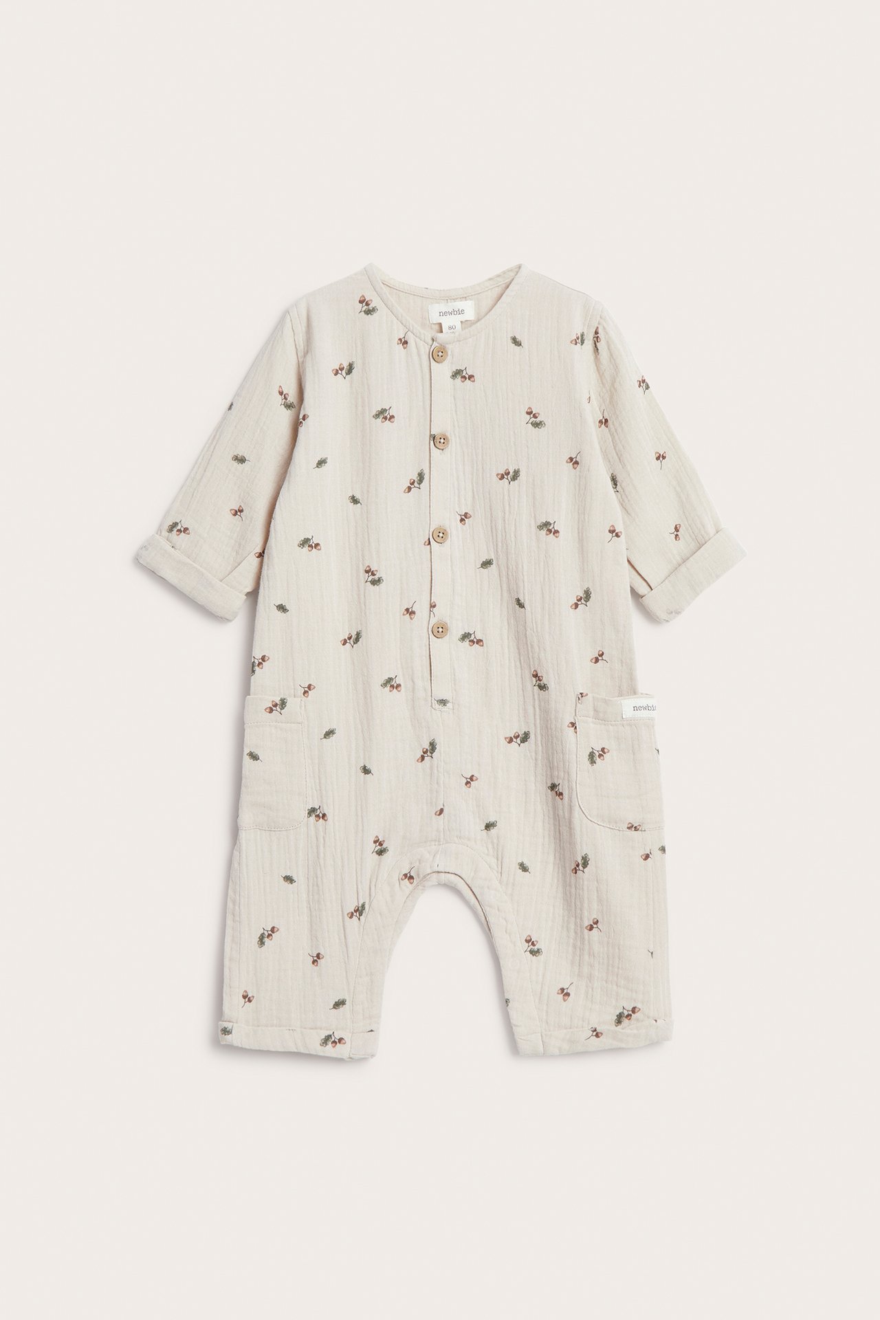 Playsuit aus Musselin mit Eicheln - Beige - 1