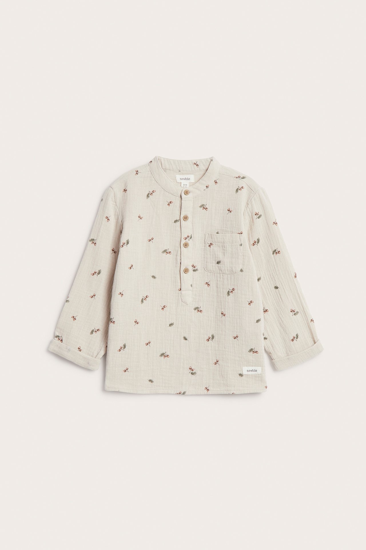 Langärmeliges Hemd aus Musselin - Beige - 2