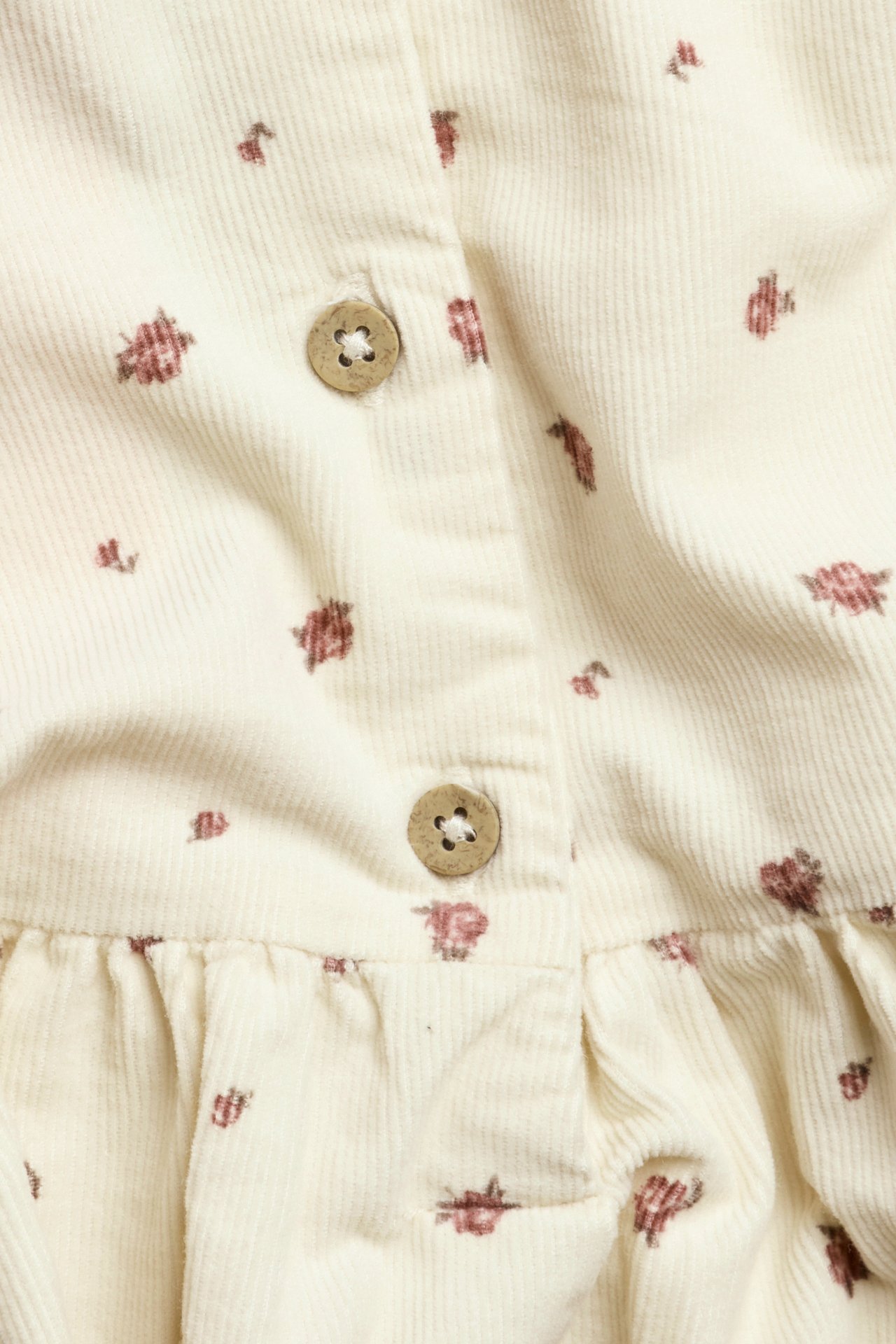 Floral corduroy dress - Light beige - 2