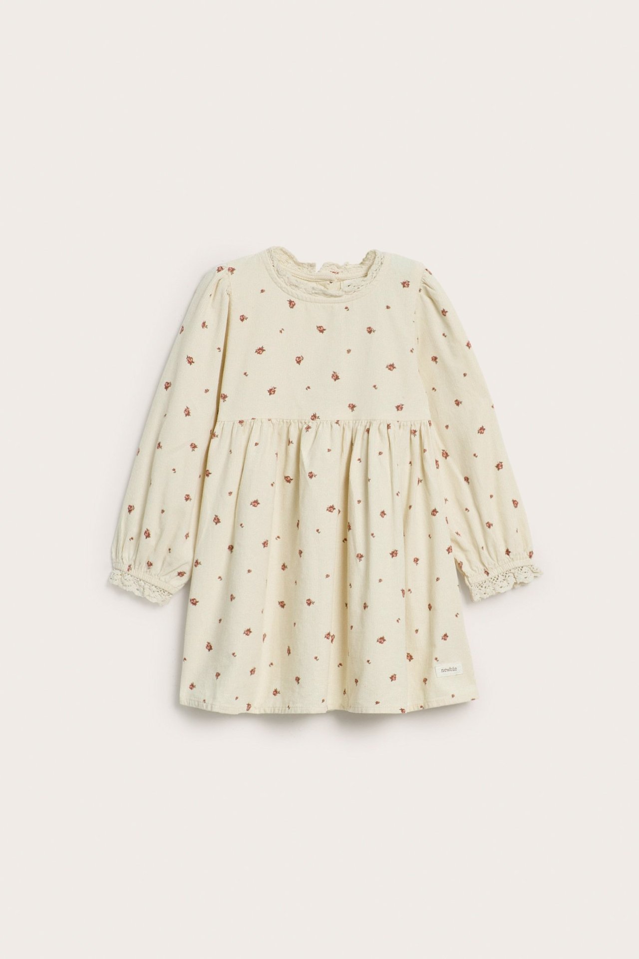 Floral corduroy dress - Light beige - 1