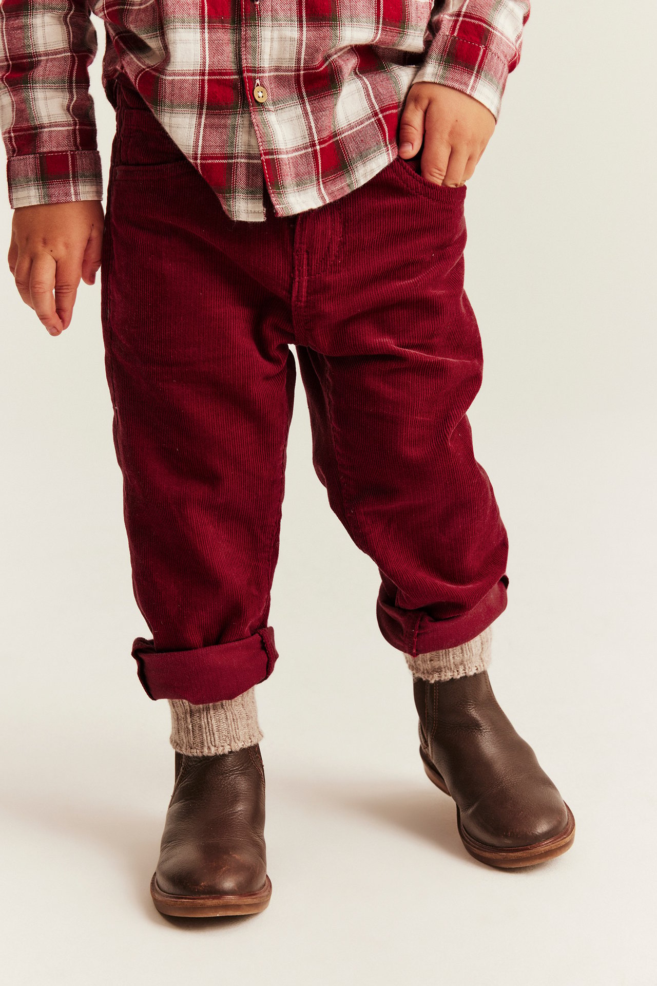 Gewebte Cordhose - Rot - 7