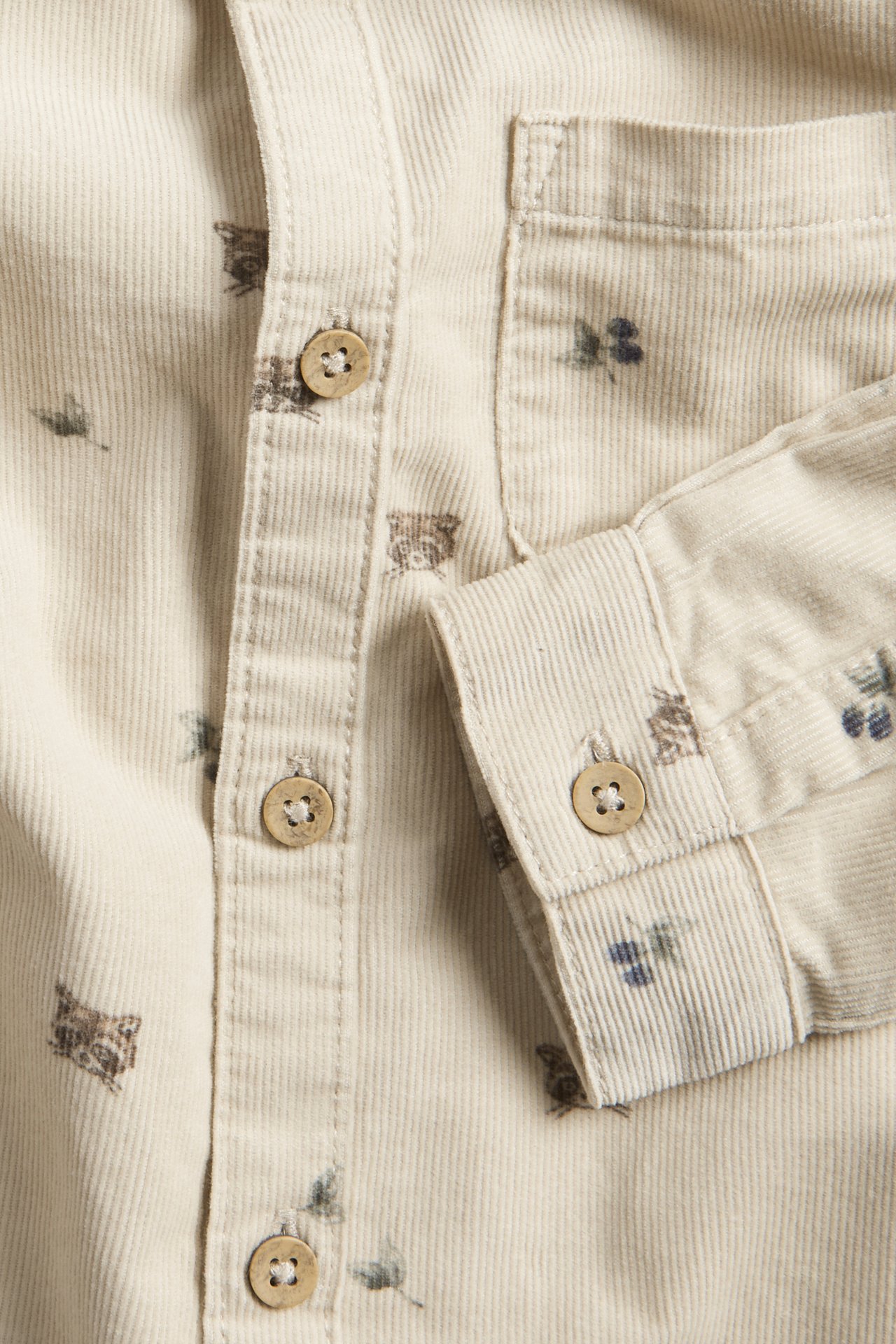 Woven corduroy shirt - Beige - 4