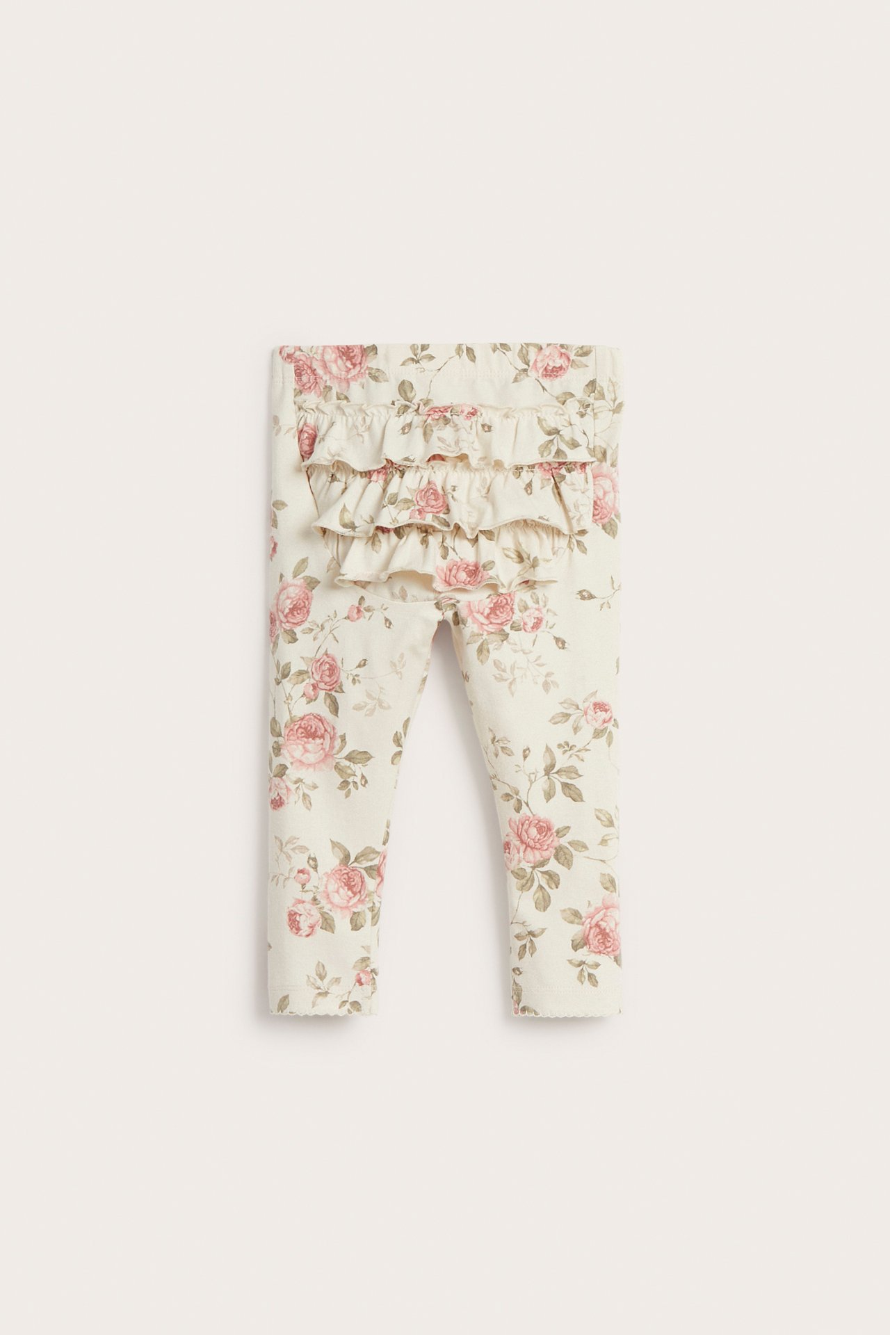 Geblümte Leggings mit Rüschen