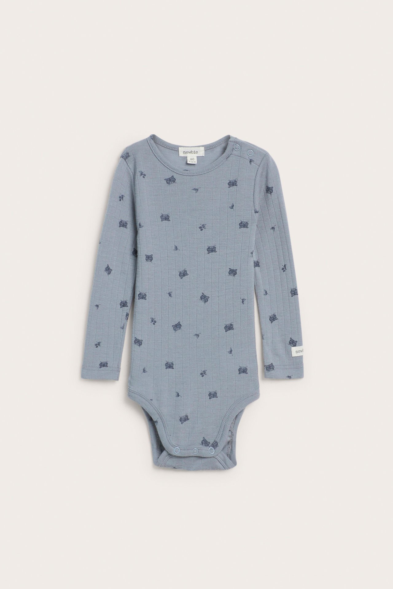 Gemusterter Body aus Merinowolle - Hellblau - 1