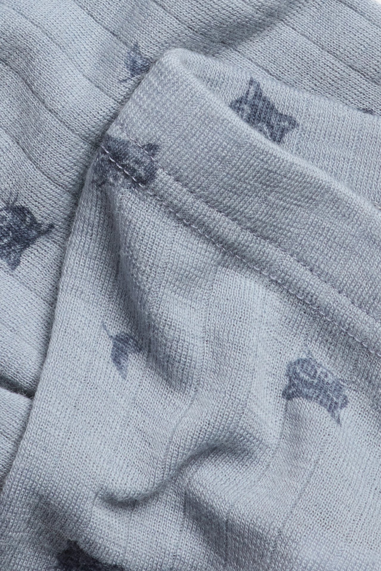 Patterned Merino wool leggings - Light blue - 2