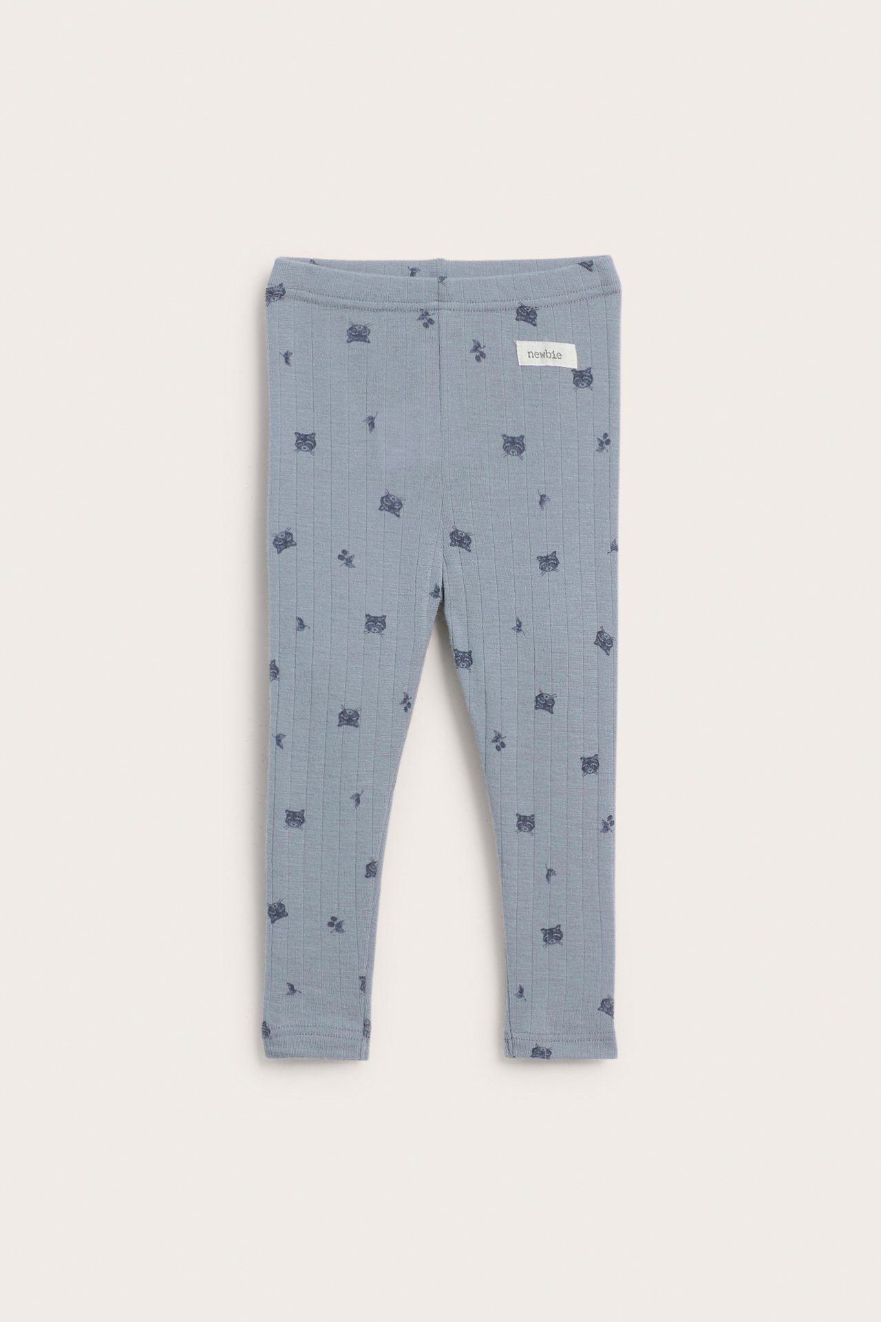 Patterned Merino wool leggings - Light blue - 1