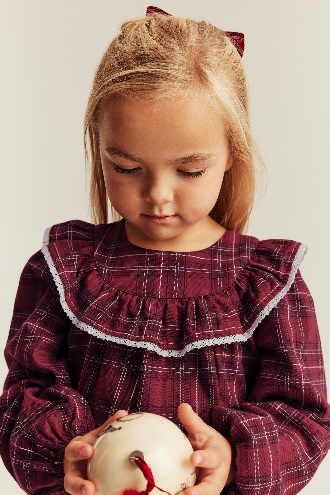 Plaid Christmas dress with ruffles