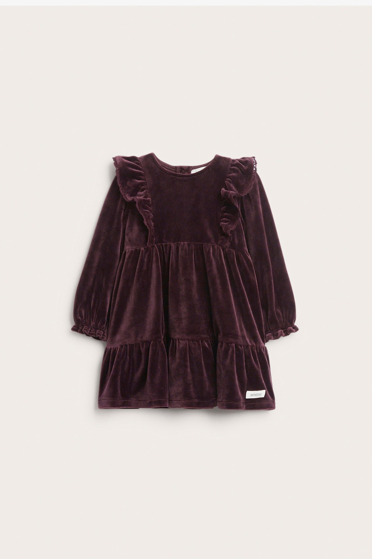 Velour dress with frills - Purple - 6