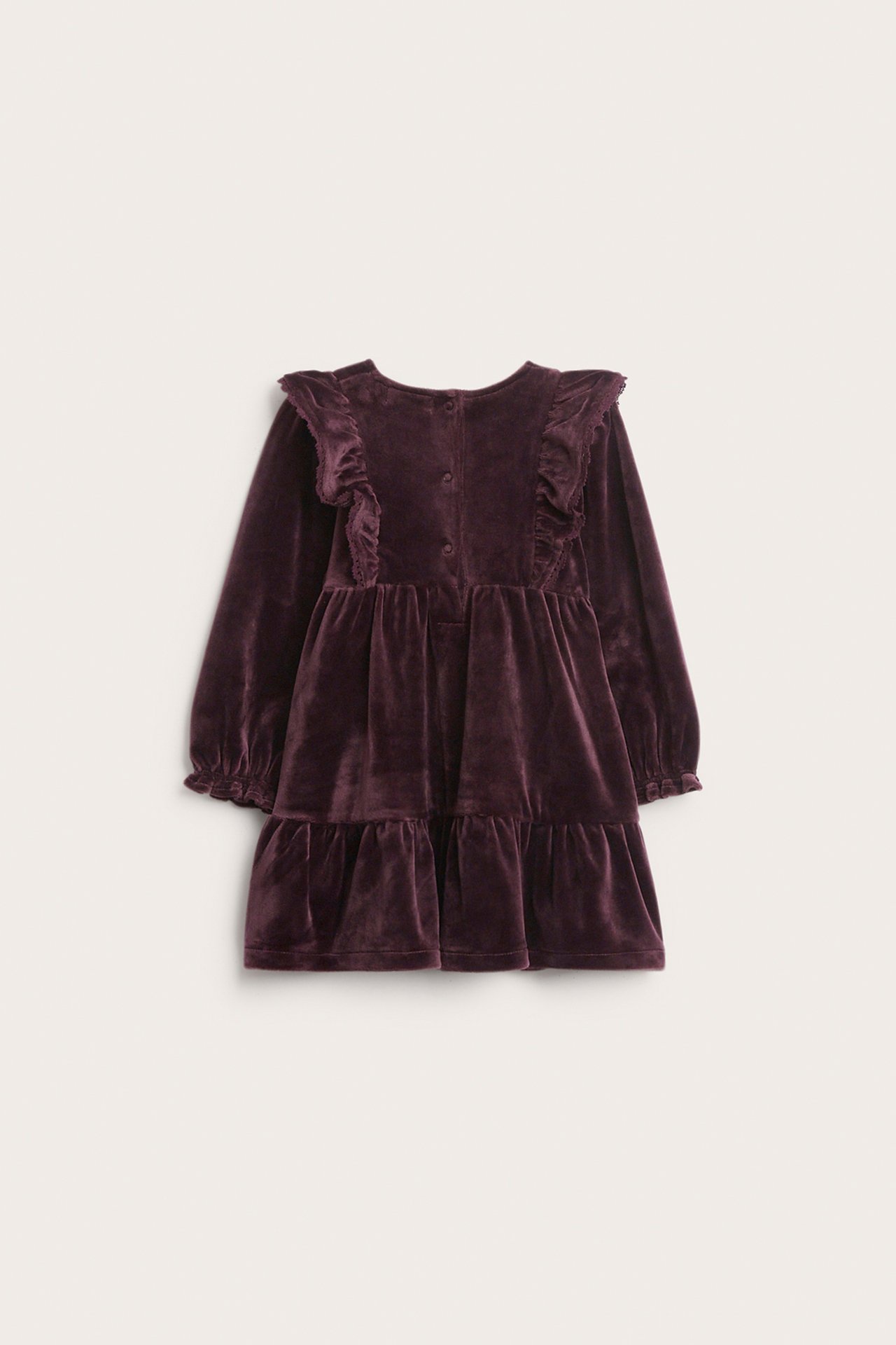 Velour dress with frills - Purple - 5