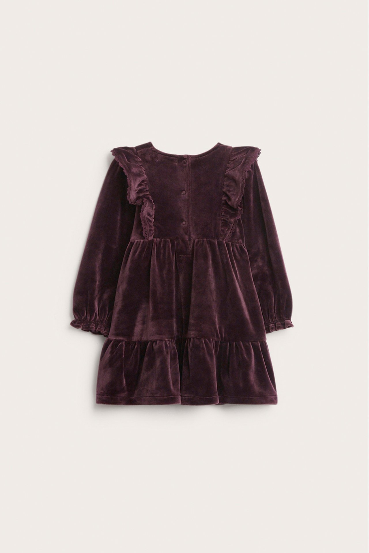 Velour dress with frills - Purple - 8