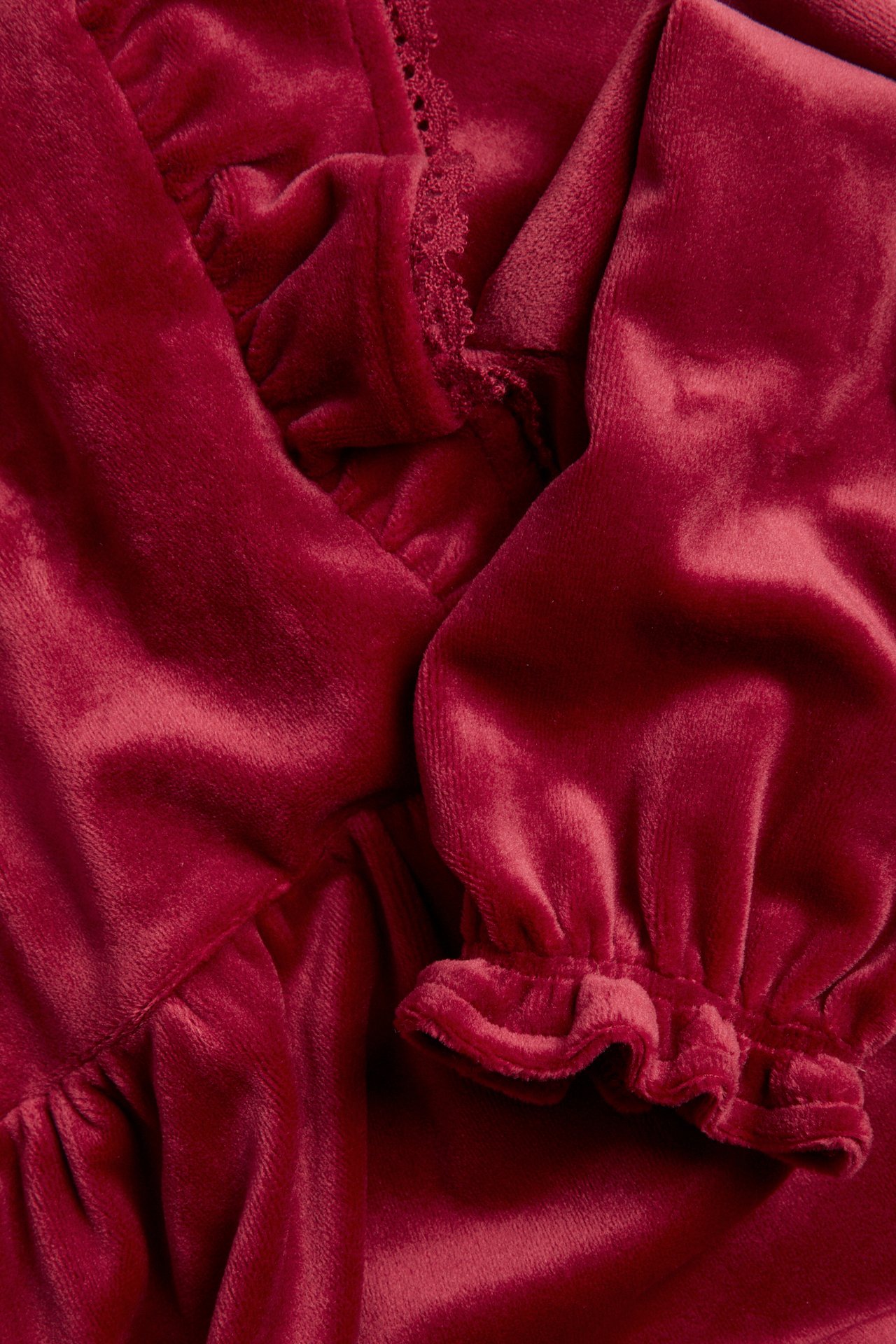 Velour dress with frills - Red - 3