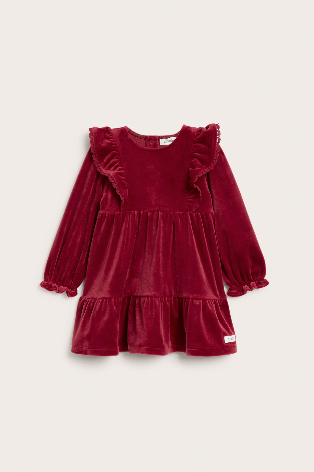 Velour dress with frills - Red - 4