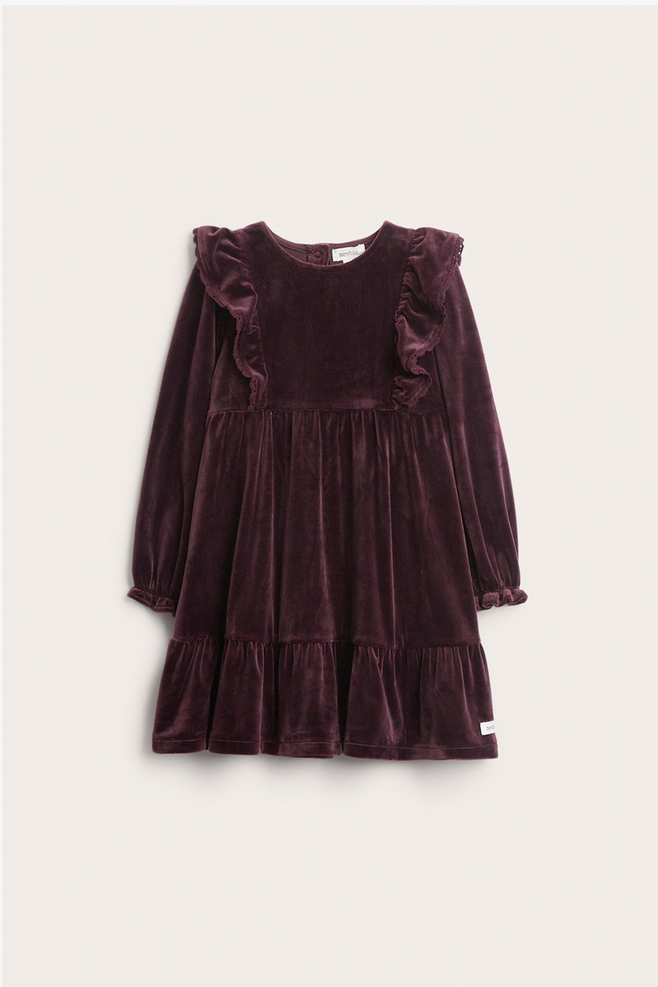 Velour dress with frills - Purple - 6