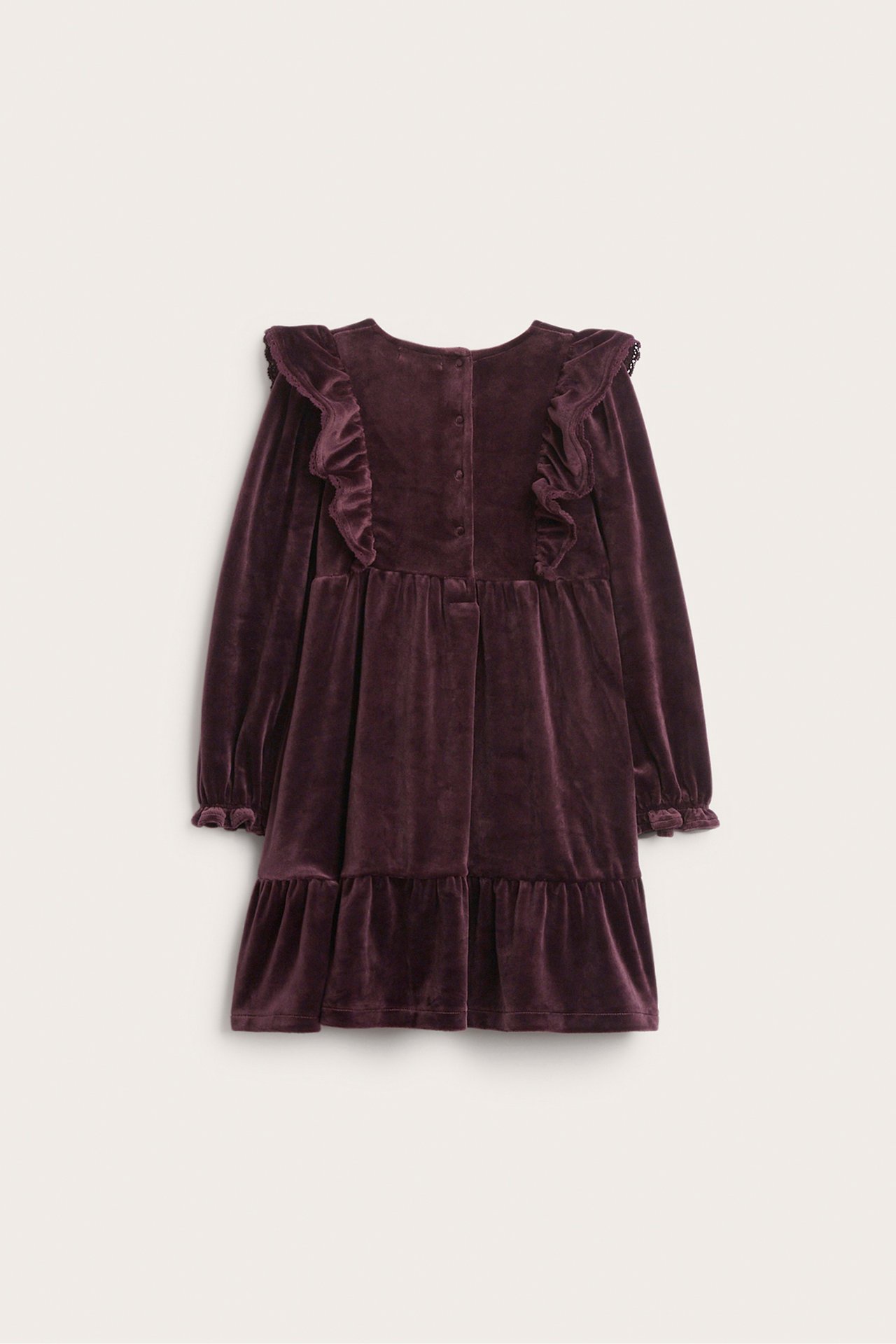 Velour dress with frills - Purple - 8