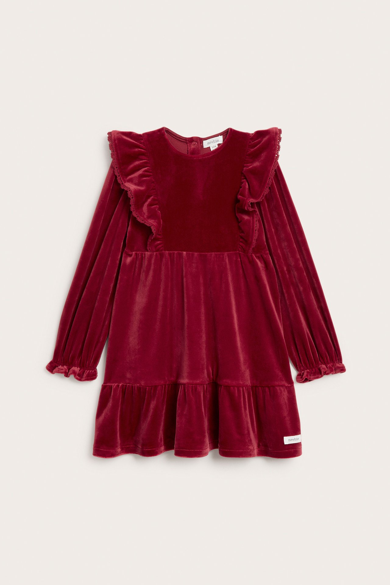 Velour dress with frills - Red - 9
