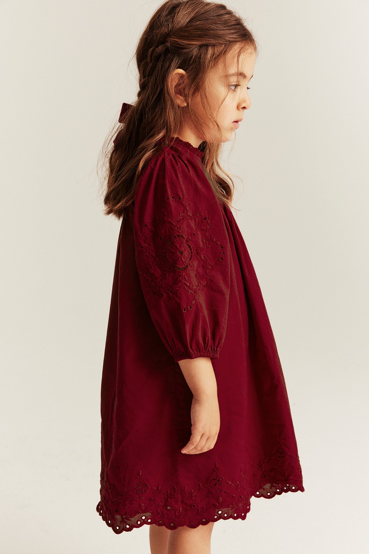 Webkleid mit Stickereien - Rot - 4
