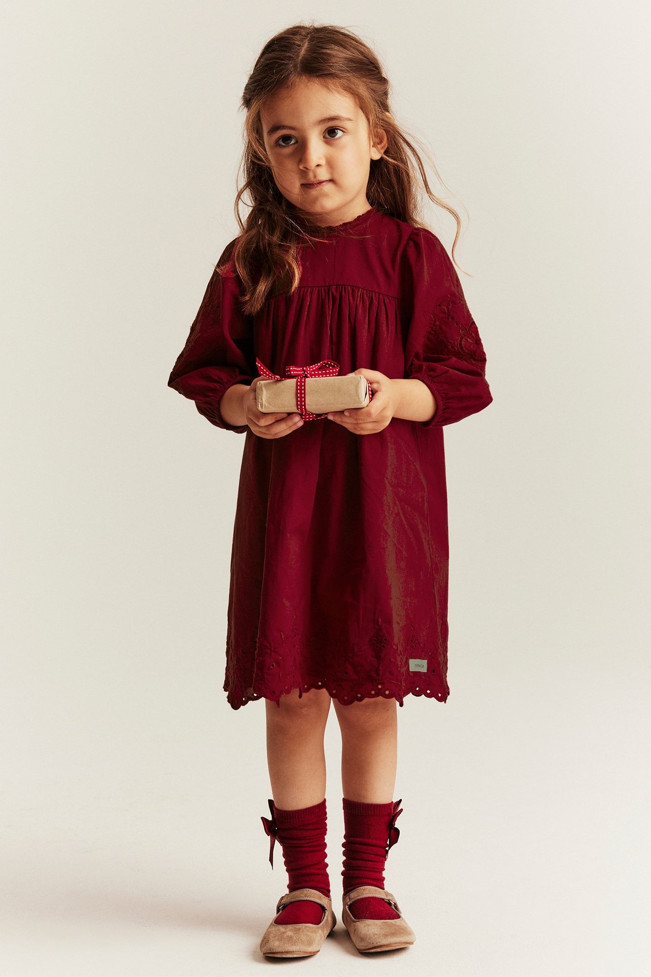 Webkleid mit Stickereien - Rot - 5