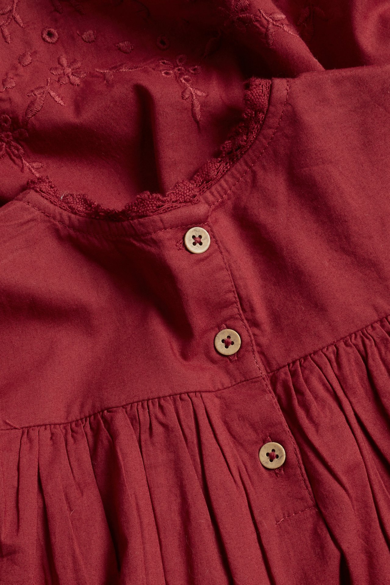 Webkleid mit Stickereien - Rot - 6