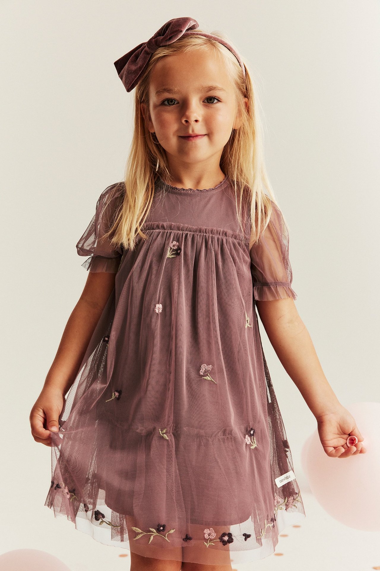 Mesh dress with embroidery