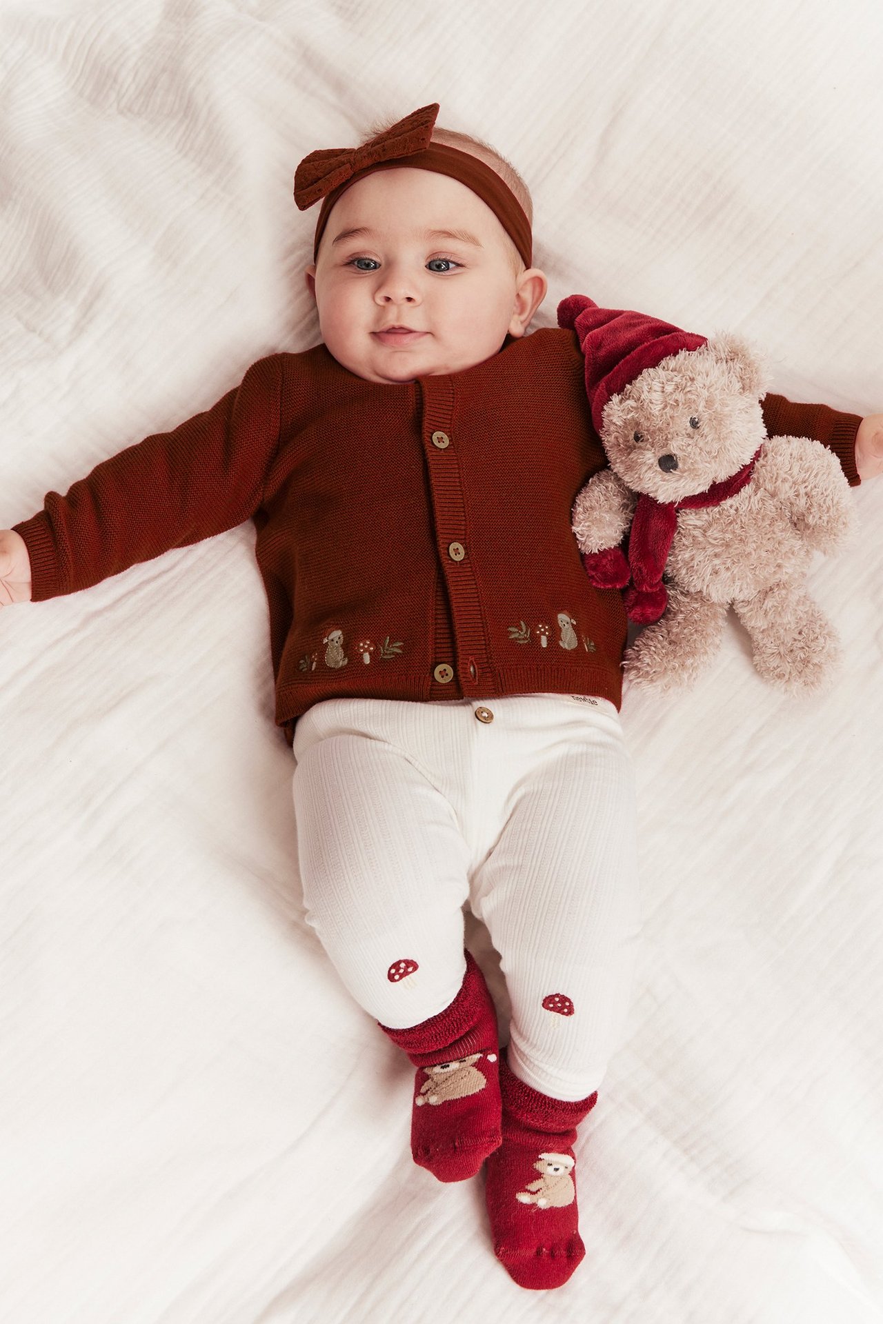 Weihnachtliche Strickjacke mit Bären - Rot - 2